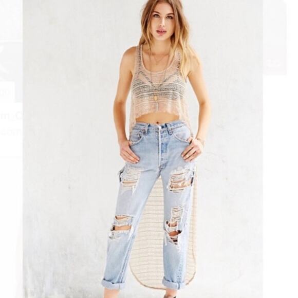 Urban Outfitters Kimichi Blue Lace Top size M/L NWT - Picture 1 of 10